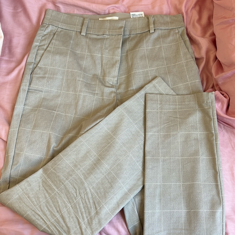 Grey and white trouser pants